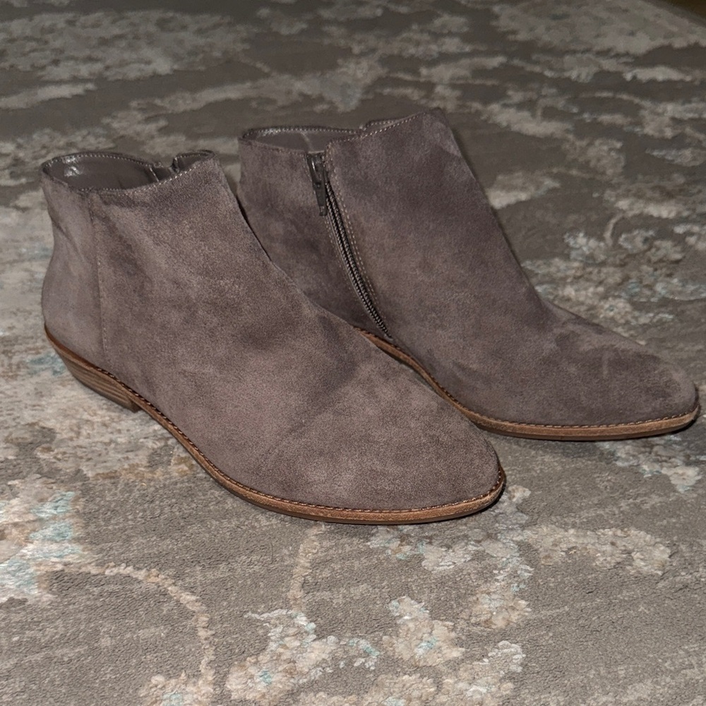 Gianni Bini Gray Suede Ankle Booties with Side Zip